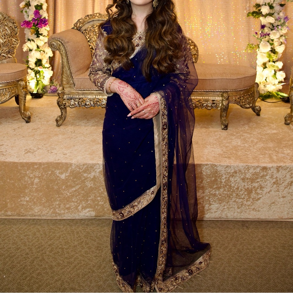 Blue and gold sari/saree